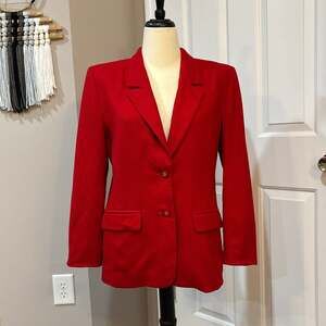 Vintage Pendleton 100% Virgin Wool Red Blazer Jacket Size 10 VTG Preppy